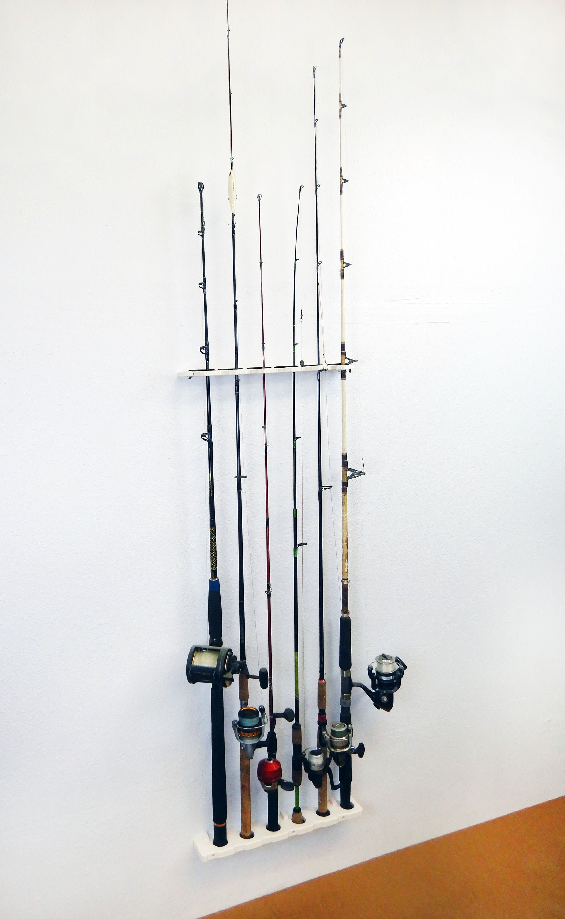 Vertical 6 Fly Fishing Rod Holder Vertical Console Boat Wall Rack