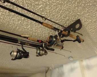 15 Deluxe Fishing Rod Pole Reel Holder Garage Wall Mount Rack Organizer  Storage 