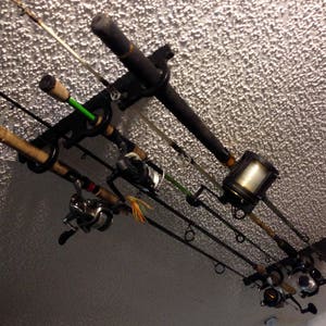 5 OFFSHORE Ceiling or Wall Rack Holder Fishing Rods Pole Reel Holder Garage Ceiling Wall Mount Storage Organizer Father's Day gift image 2