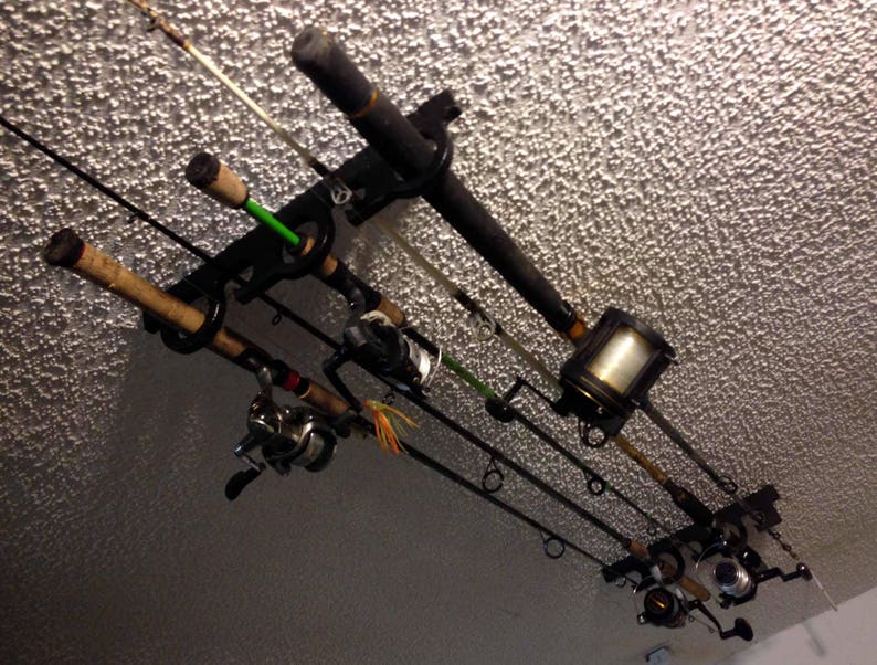 5 OFFSHORE Ceiling or Wall Rack Holder Fishing Rods Pole Reel Holder Garage Ceiling Wall Mount Storage Organizer Father's Day gift image 2