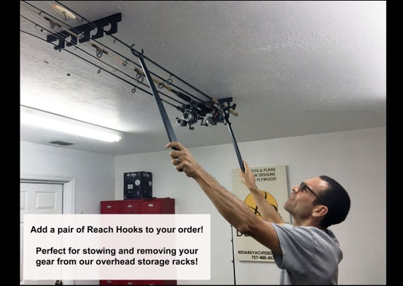 17-OFFSHORE Same Side Fishing Rod Pole Reel Rack Holder Garage Ceiling Wall  Mounted Rack Organizer Storage 