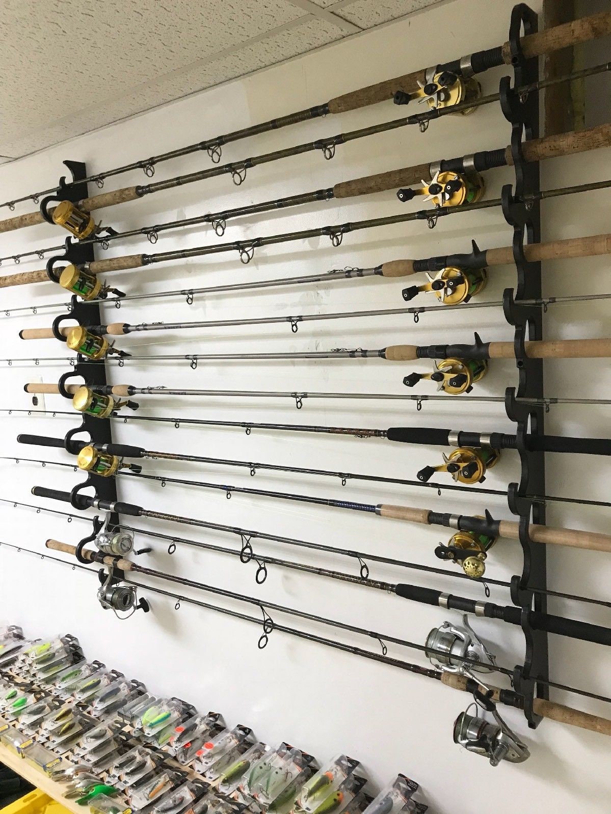 Buy 15 Deluxe Fishing Rod Pole Reel Holder Garage Wall Mount Rack Organizer  Storage Online in India 