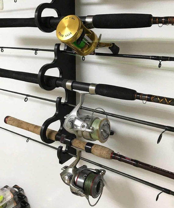 DELUXE 7 Fishing Rod Rack Holder Vertical Storage Wall Mounted