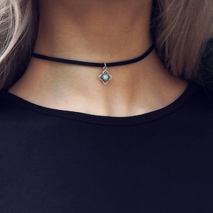 KYLA White Opal Sterling Silver Pendant Choker image 1