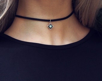 KYLA Weißer Opal Sterling Silber Anhänger Choker