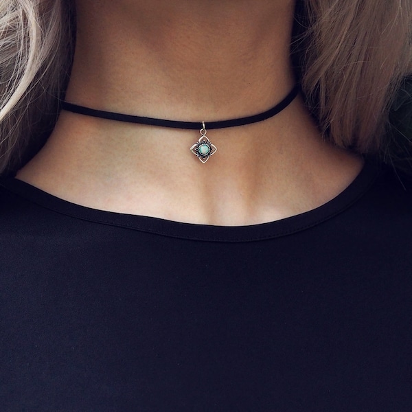 KYLA White Opal Sterling Silver Pendant Choker