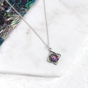 KYLA lavendel opaal sterlingzilveren hanger ketting
