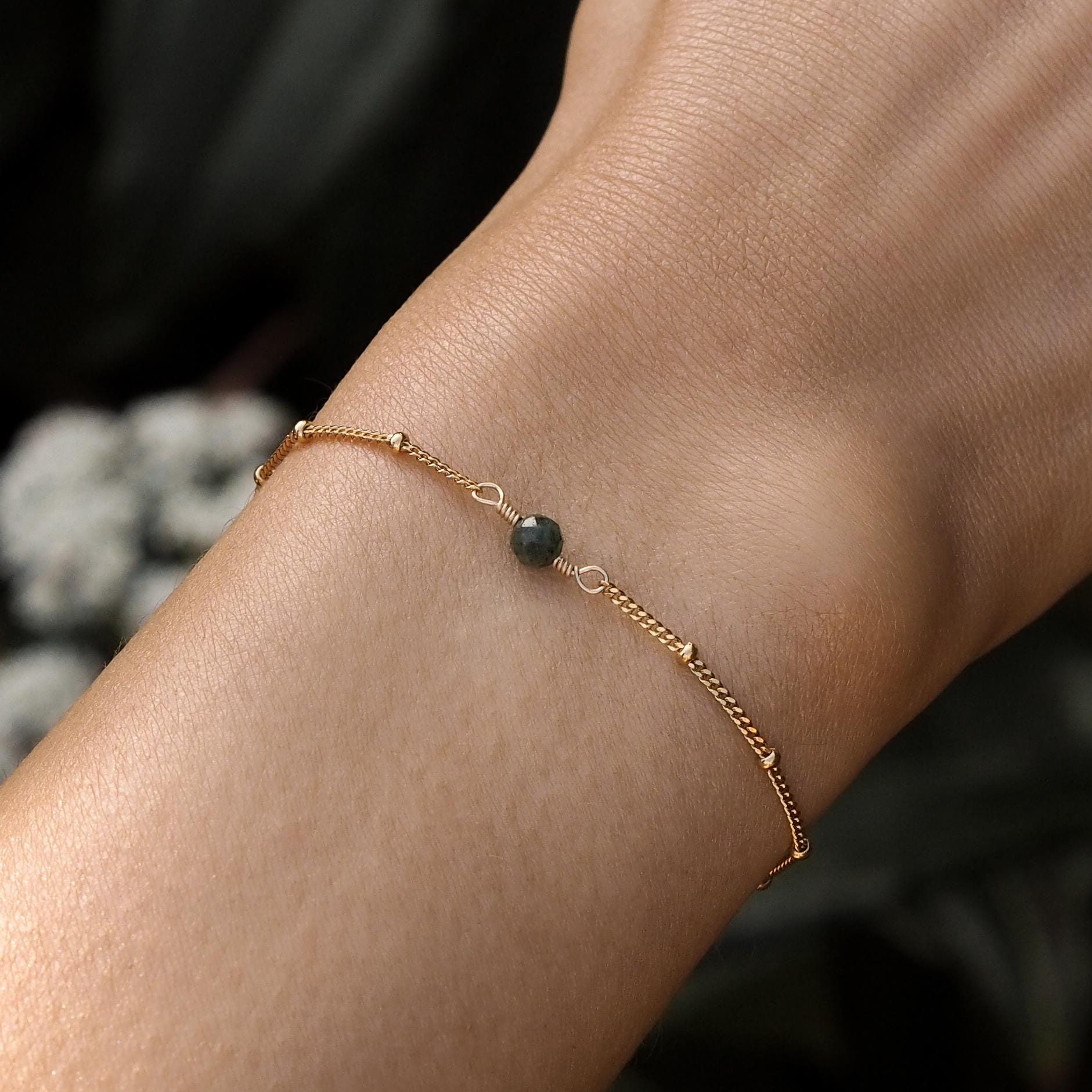 May Birthstone Emerald Gold Bracelet