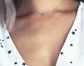 ALUNA. December Tanzanite Birthstone Sterling Silver Necklace