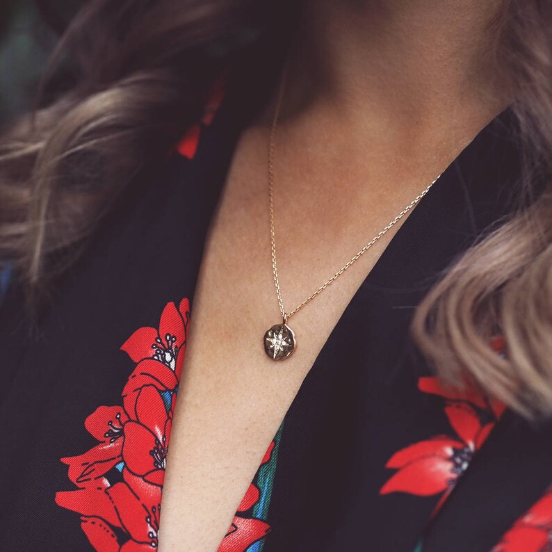 NORI Gold Filled North Star Coin Pendant Necklace