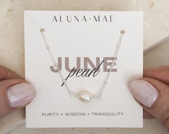 6月の誕生石淡水パールスターリングシルバーネックレス