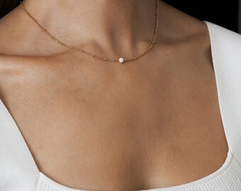 Lydia. White Opal Gold Plated Sterling Silver Necklace