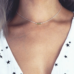 ALUNA. August Peridot Birthstone Sterling Silver Necklace
