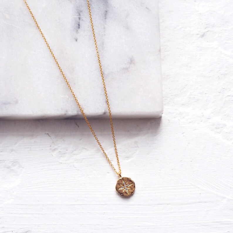 NORI Gold Filled North Star Coin Pendant Necklace