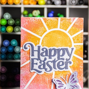 Tarjeta de Pascua hecha a mano - Tarjeta de Pascua feliz - Tarjeta de sol de mariposa