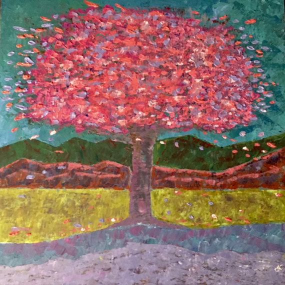 Fruhling Baum Acryl Auf Leinwand 24 X 24 Etsy