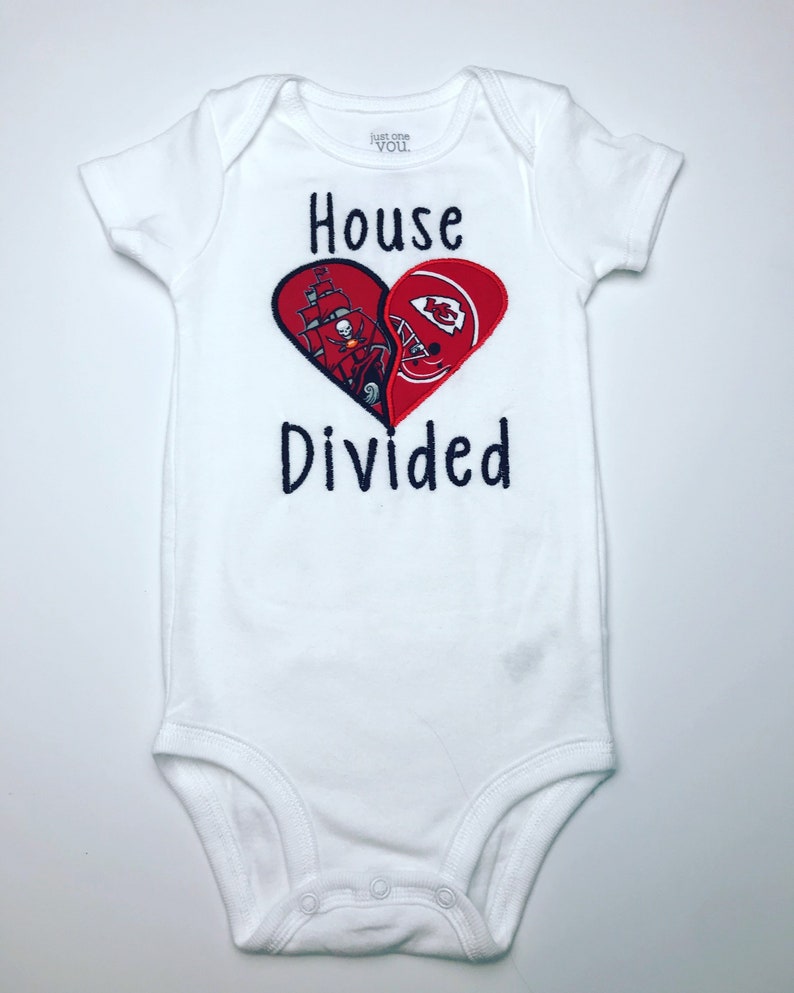 House divided Super Bowl Kansas City Chiefs vs Tampa Bay Buccaneers onesie
