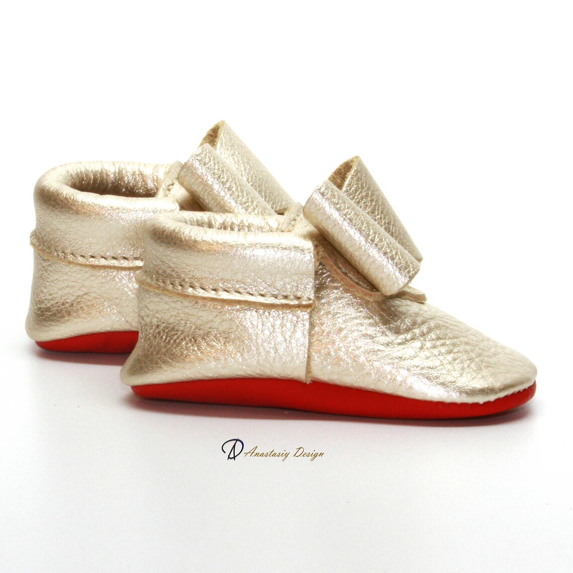Platinum Red Bottom Baby Moccasins With Bow Baby Girl Shoes Etsy