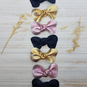 Genuine Leather Hair Bow clip leather headband, toddler hair bow, hair accessories, knot bow, hair clip, alligator clip, leather bow