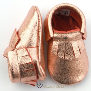 Size 21 Baby Moccasins - Wine with Fluoro Rose