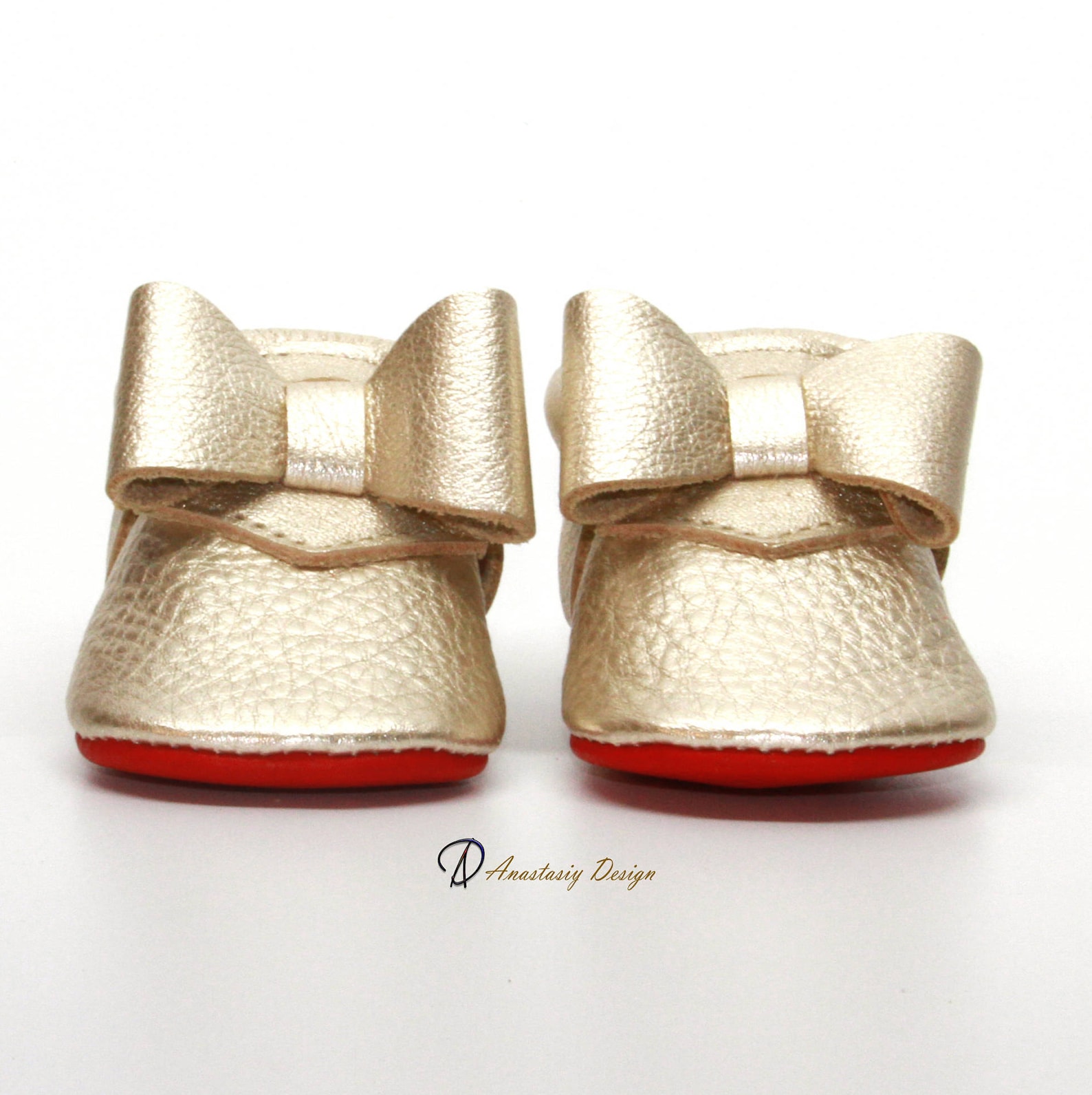Platinum Red Bottom Baby Moccasins With Bow Baby Girl Shoes Etsy