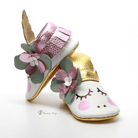 unicorn baby moccasins