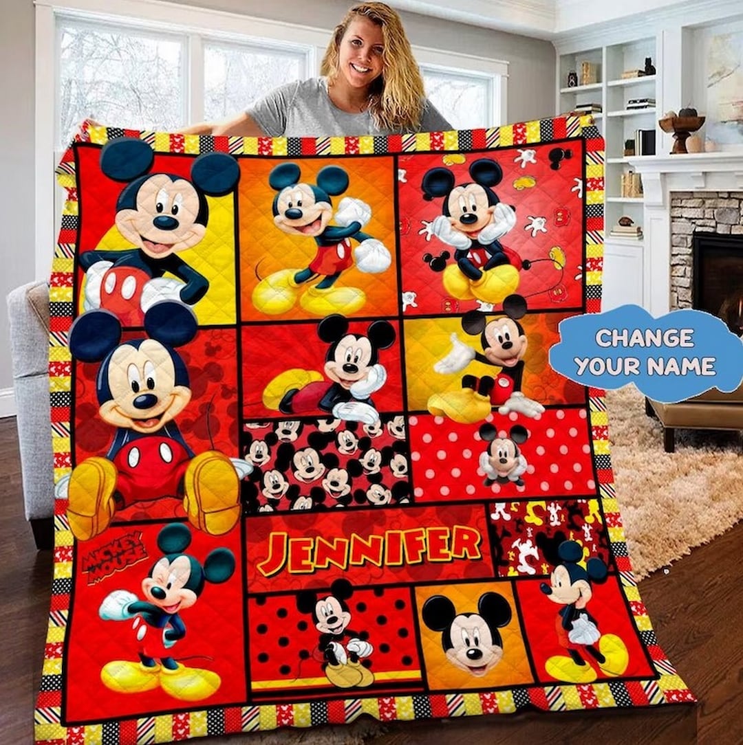 Personalized Mickey Mouse Quilt Blanket Mickey Mouse Fleece Etsy