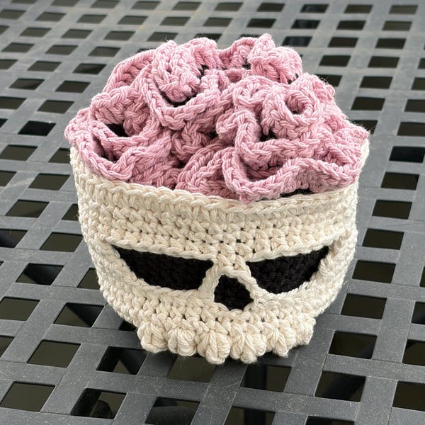 Skull and Brains Coaster Set of 4 Handmade Crochet