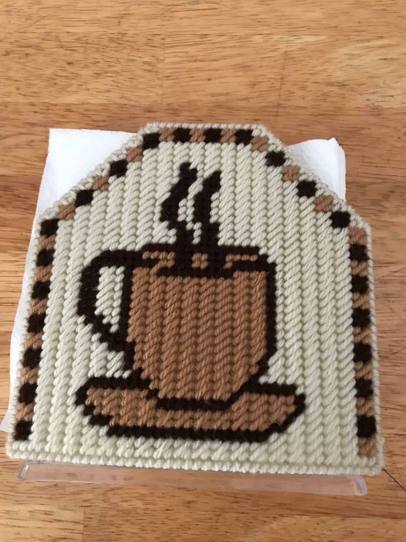 Stylish Coffee Cup Napkin Holder Plastic Canvas coffee Etsy