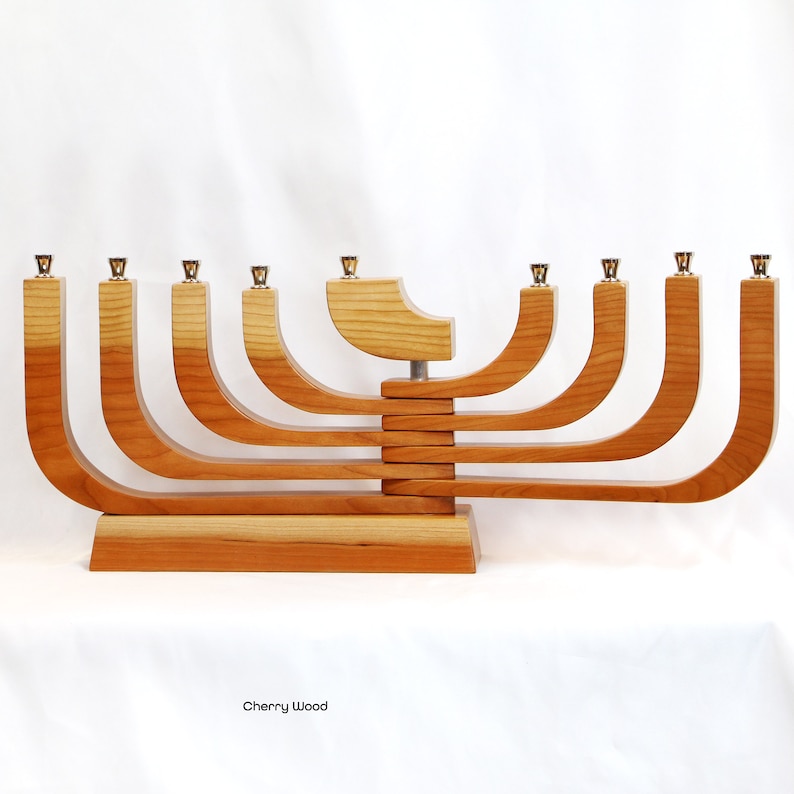 Mid Century Modern Menorah Kinetic cherry