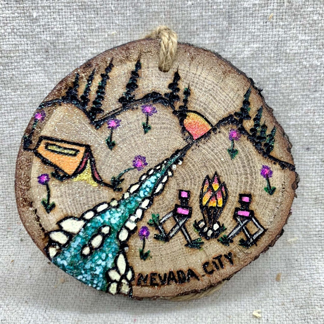 Ornament Wood Burned & Hand Painted - Custom Camping Ornament With Tent ...