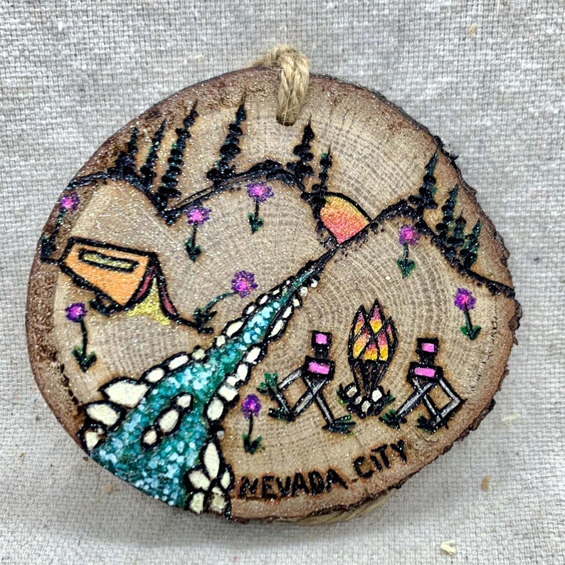 Ornament Wood Burned & Hand Painted - Custom Camping Ornament With Tent ...