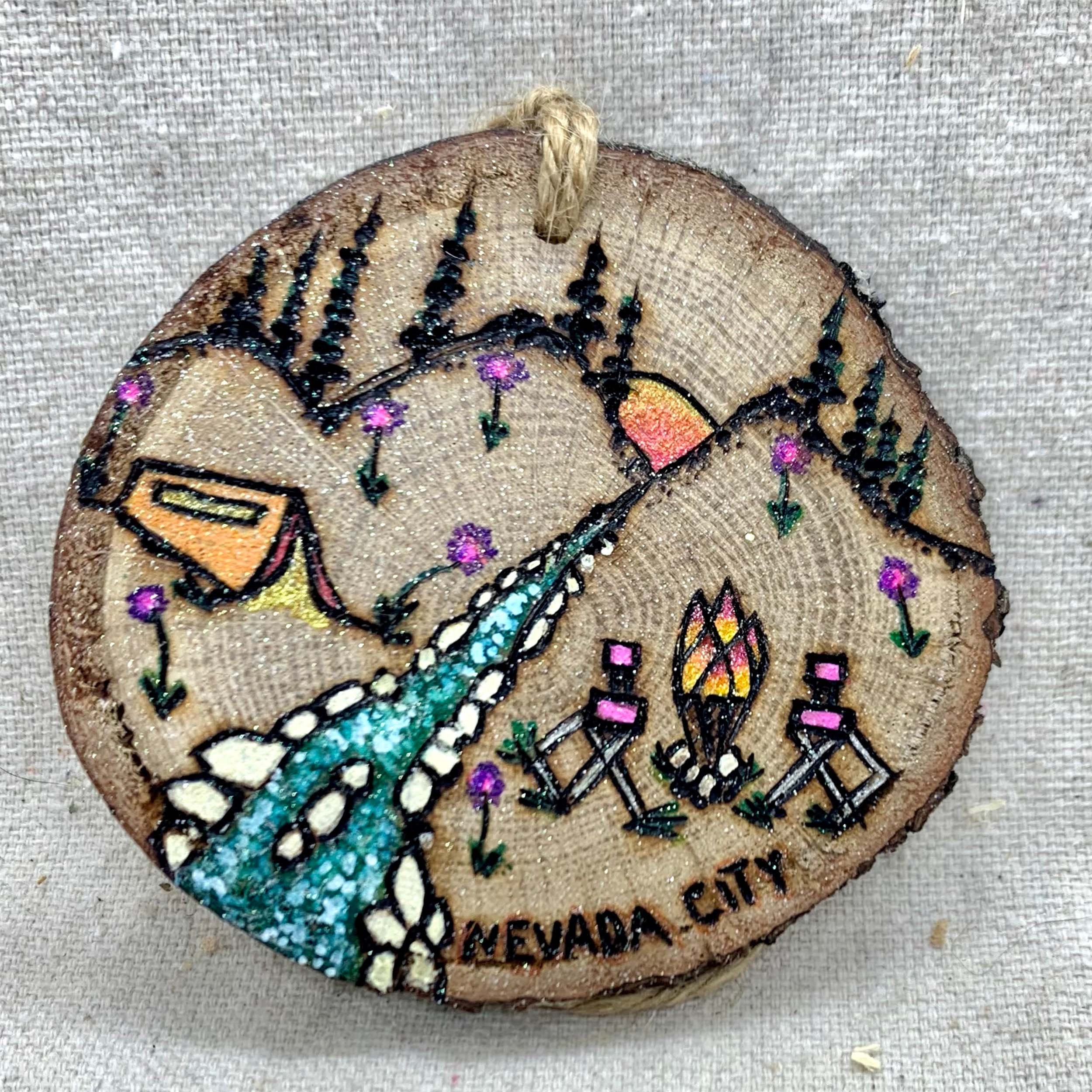 Ornament Wood Burned & Hand Painted - Custom Camping Ornament With Tent ...