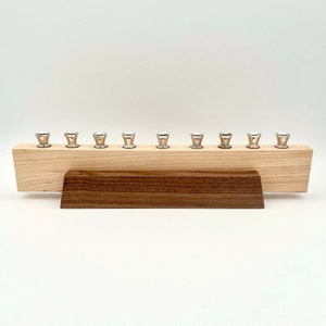 Walnut and Maple Modern Menorah