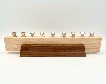 Walnut and Maple Modern Menorah