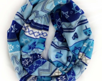 Hanukkah Fair Isle Fleece Infinity Scarf with Pocket