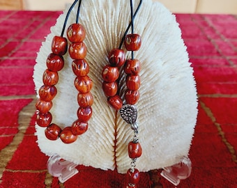 Worry Beads, Original Greek Komboloi, Tan Nutmeg Seed Beads, Handmade Black color Tassel, Tasbih, Relaxation, Meditation