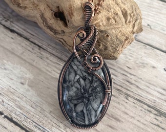 Pinolith wire wrapped pendant. Copper. Optimism. Self esteem. Manifesting. Handcrafted artisan jewelry. Gift idea.