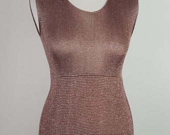 Viscose silk tunic with gold thread, Rose gold knitted tunic, Glitter viscose knitted tunic,