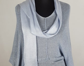 Kimono blouse with wide sleeves, Knit blouse with a tie, Viscose knitted cardigan with a tie, Cardigan with a viscose shawl