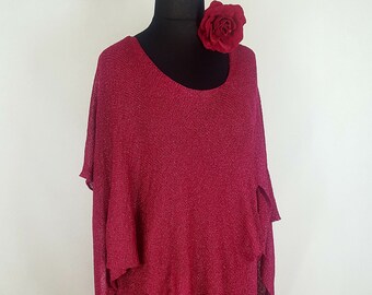 Zweiteiliges Strickset, Kleid und Poncho aus Viskoseseide, Langes Kleid aus Viskoseseide, Poncho aus Viskoseseide