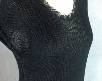 Black dress with lace, Little black dress, Mini dress.Mini with lace, Knitted dress