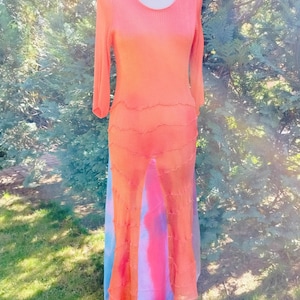 Long sleeve dress. Orange knit dress, Orange maxi dress
