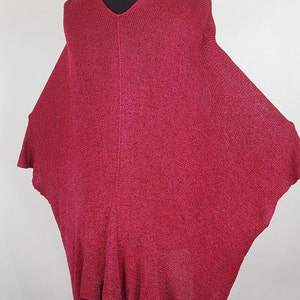 Large voluminous formal caftan, shiny V-neck in viscose silk and cherry-colored metallic thread, XXXL waistcoat image 7