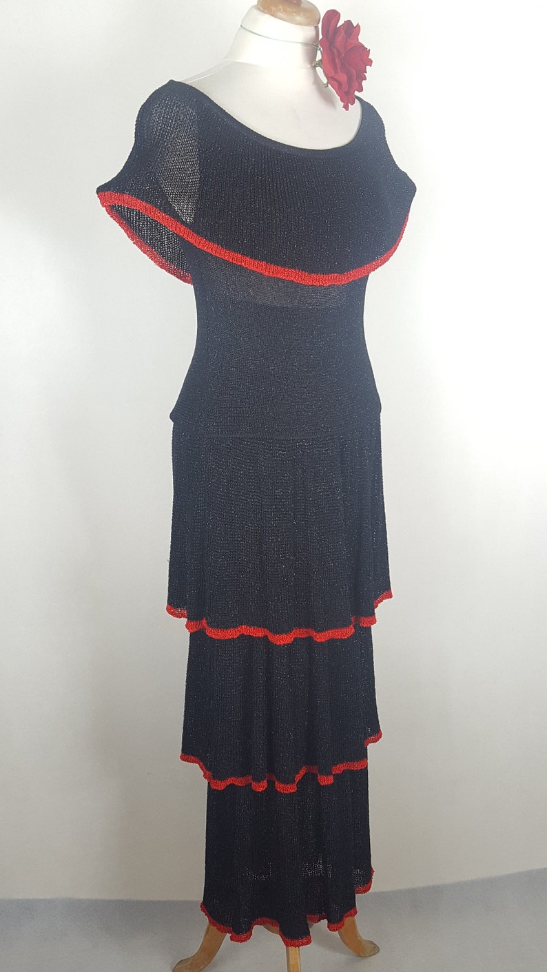 Two-Piece set with skirt Dress in Spanish style Black set with blouse and long skirt