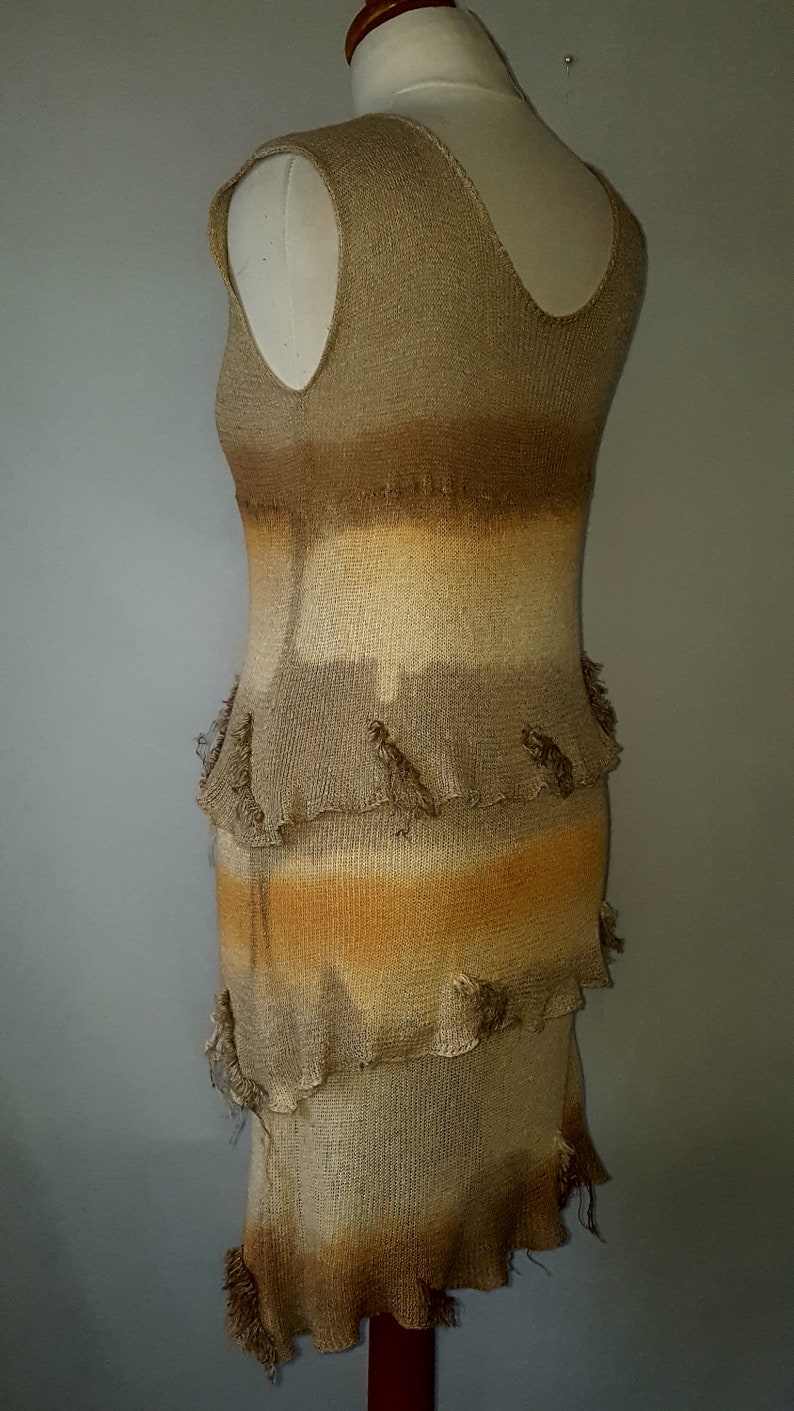 Eco Dress Handmade linen dress with frills Knitted linen dress Linen dress