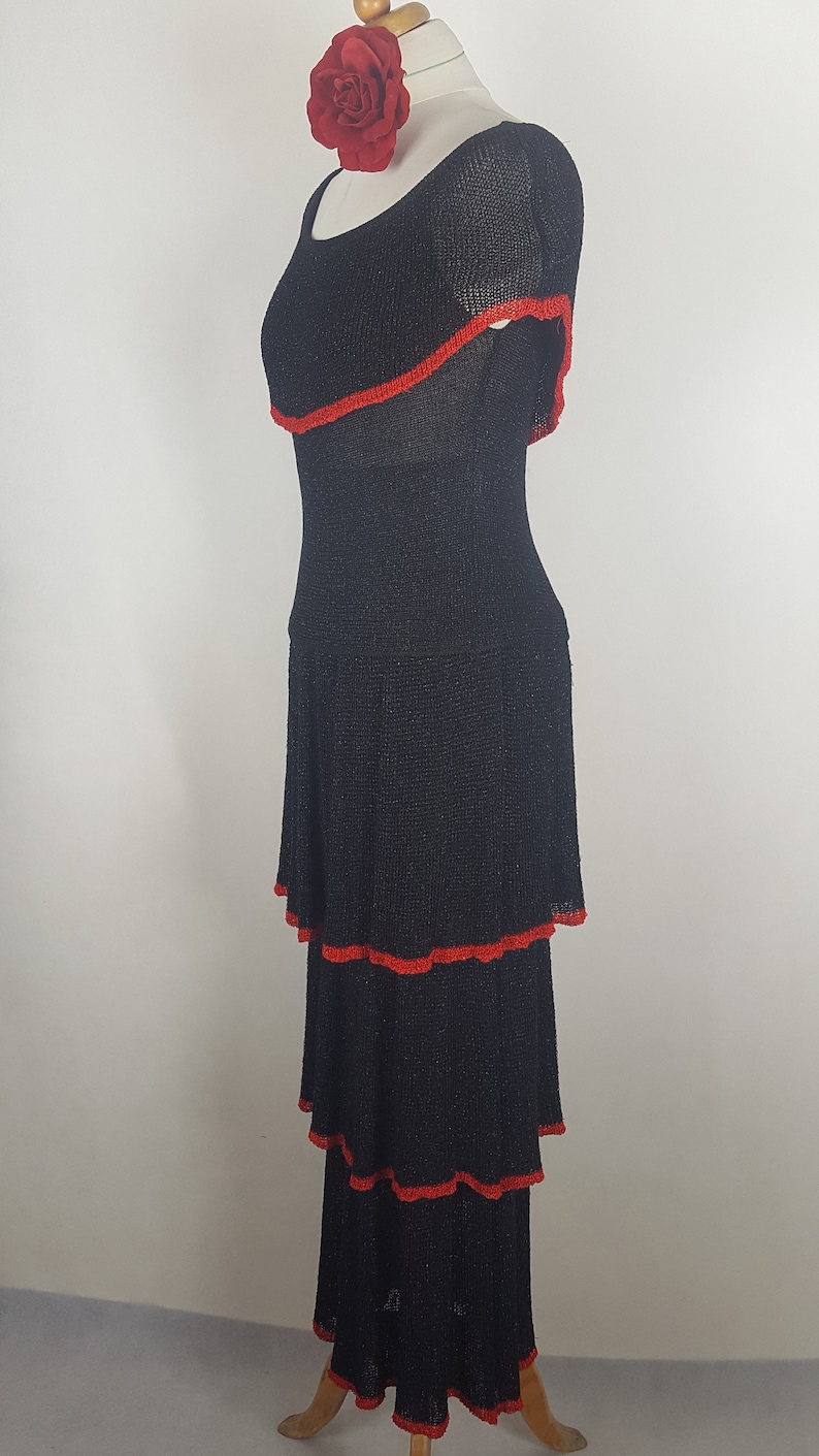 Two-Piece set with skirt Dress in Spanish style Black set with blouse and long skirt