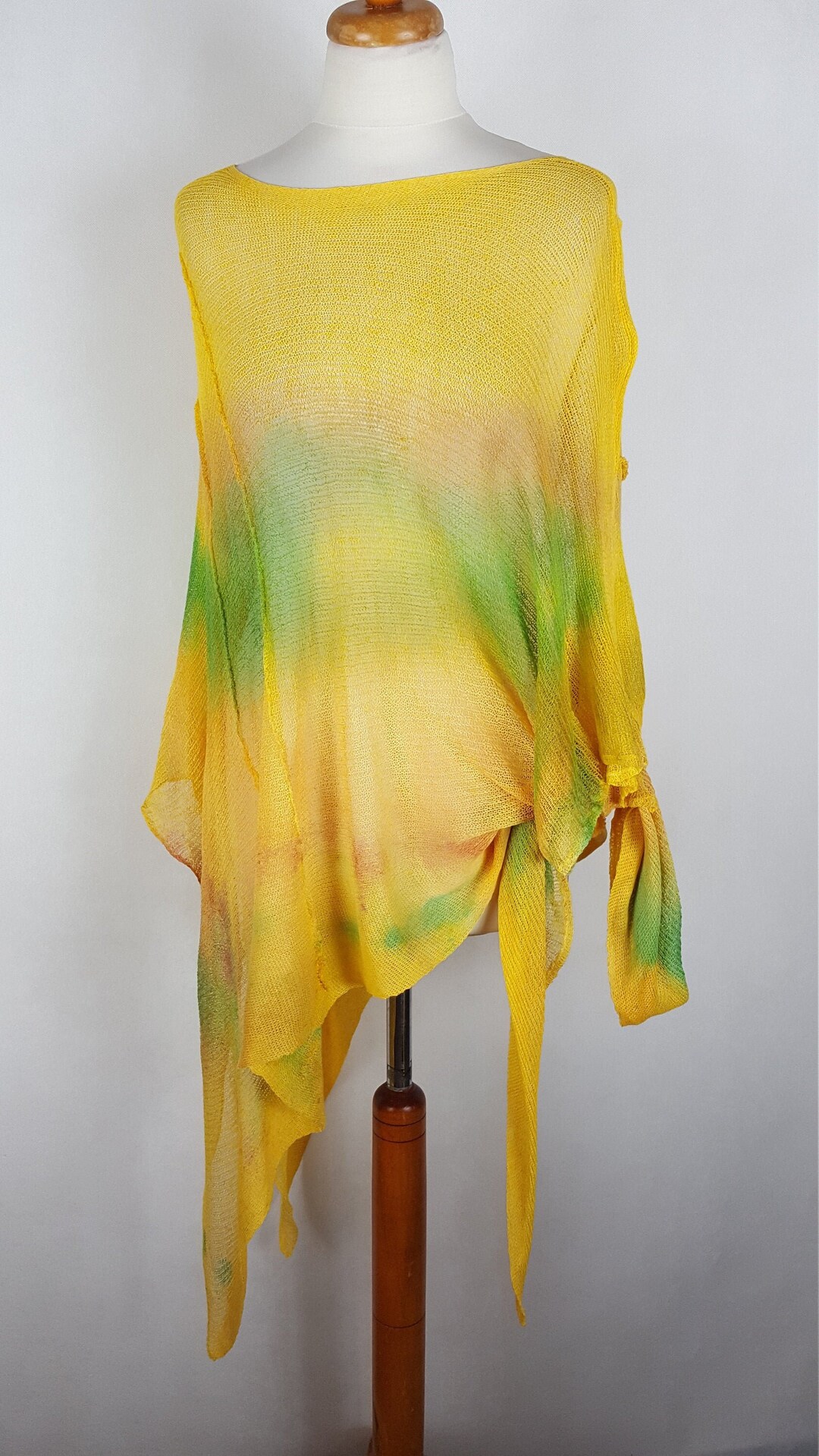 Handpainted Linen Poncho Knitted Linen Poncho. Linen Cape. Etsy