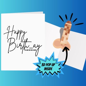 Carte d'anniversaire coquine, drôle de carte Pop Up Dick, je vous donnerai le D plus tard, carte d'anniversaire pour petite amie, femme