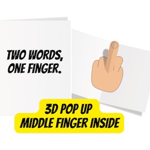 Fuck You Greeting Card - Two Words One Finger - Carte d’anniversaire du meilleur ami - Doigt d’honneur - Carte drôle (Mature)